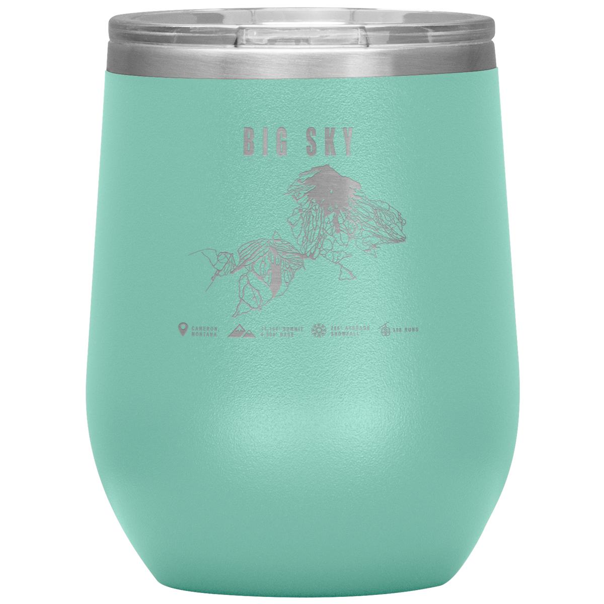 Big Sky Montana Ski Trail Map Wine 12oz Tumbler - Powderaddicts