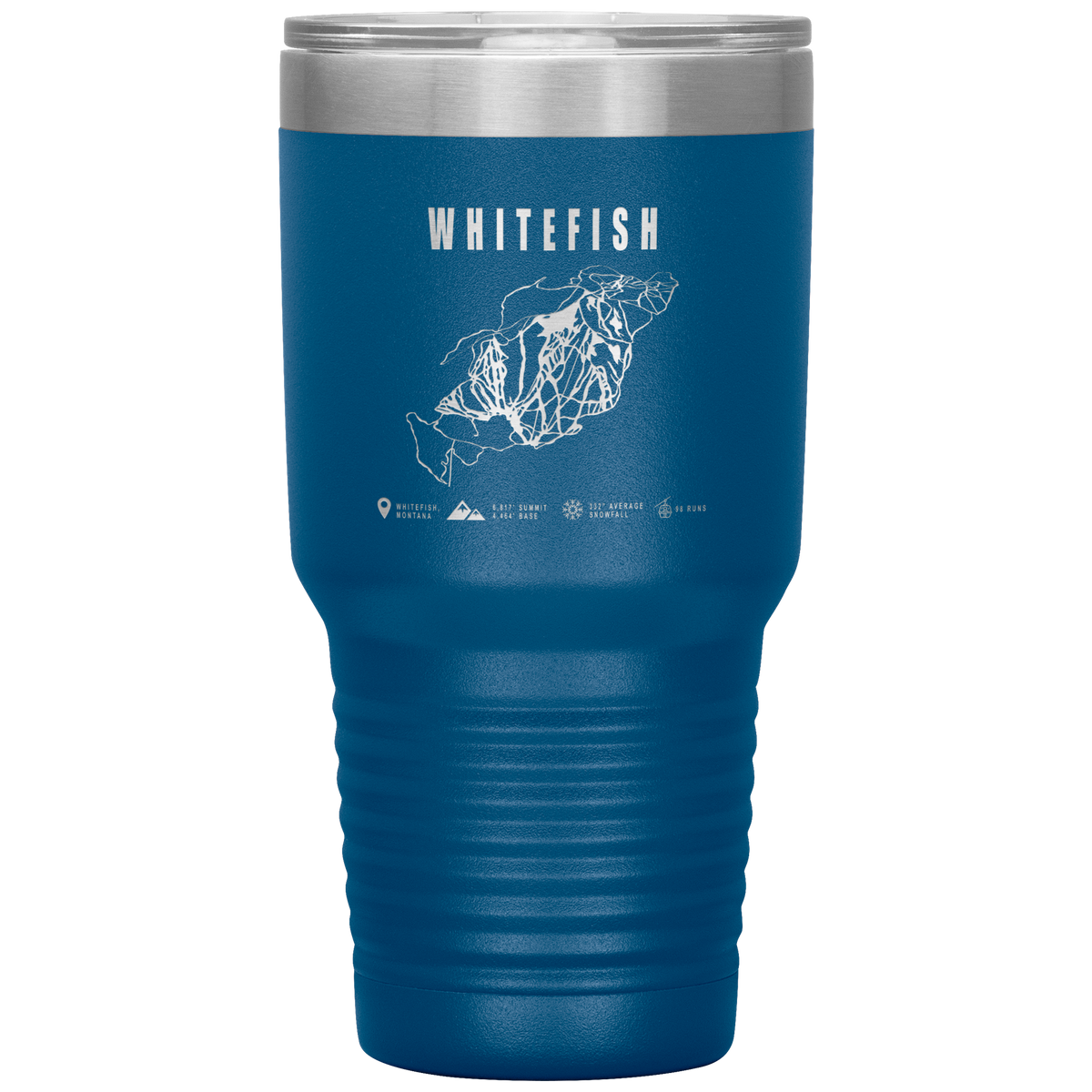 Whitefish Montana Ski Trail Map 30oz Tumbler - Powderaddicts