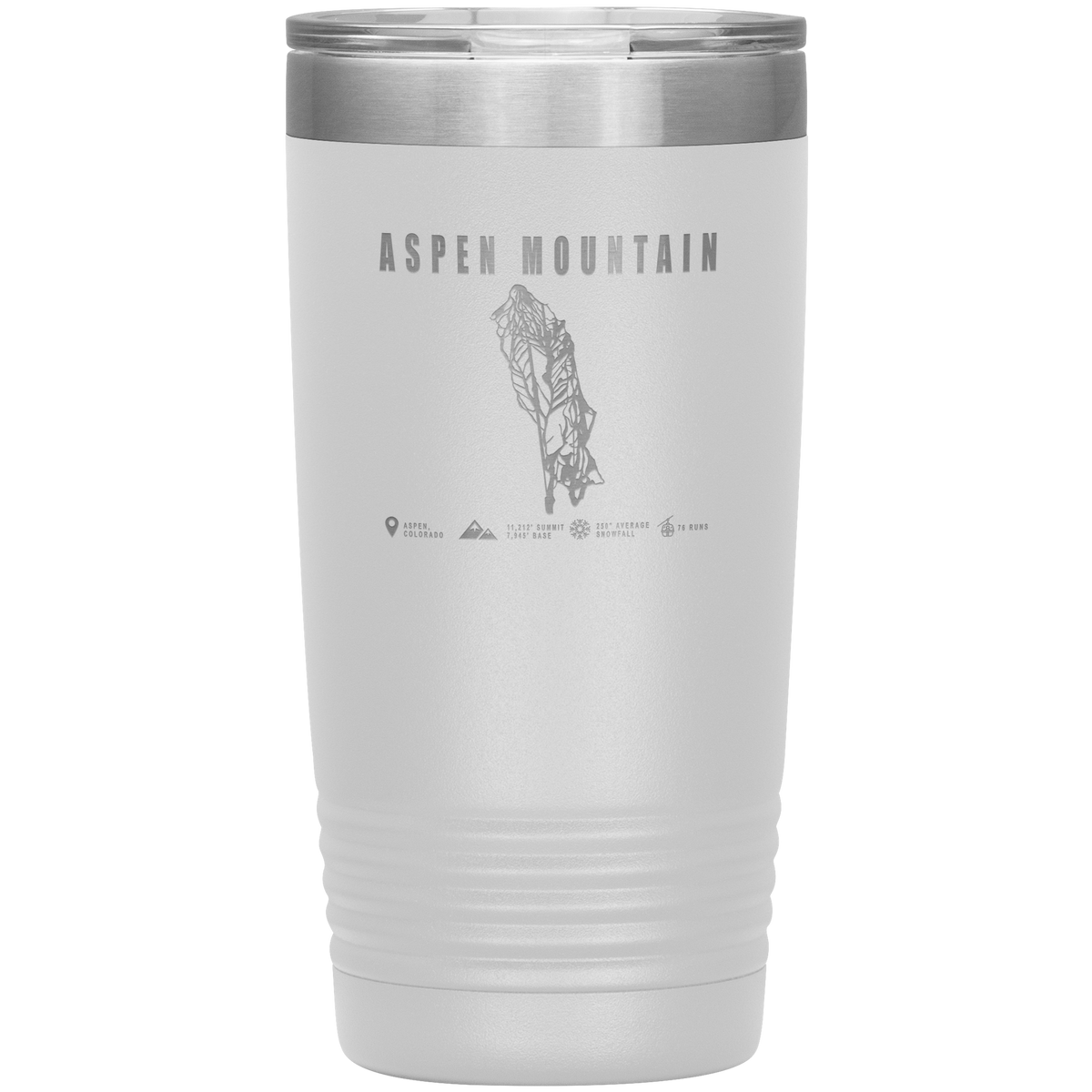 Aspen Mountain Colorado Ski Trail Map 20oz Tumbler - Powderaddicts