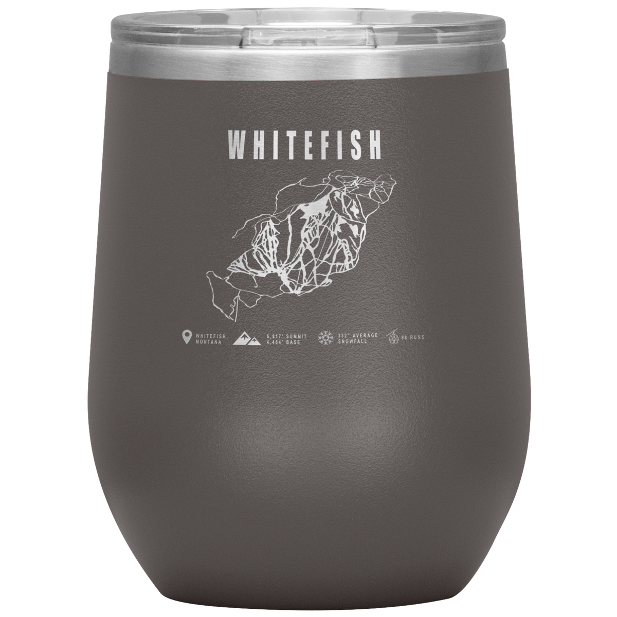 Whitefish Montana Ski Trail Map Wine 12oz Tumbler - Powderaddicts