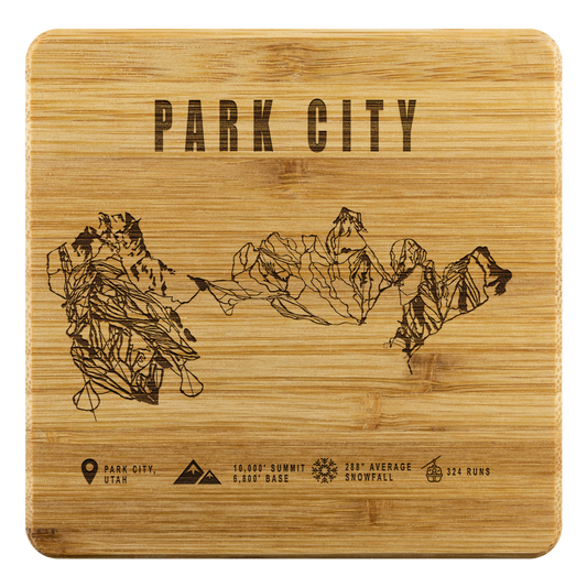 Park city,Utah Ski Trail Map Bamboo Coaster - Powderaddicts