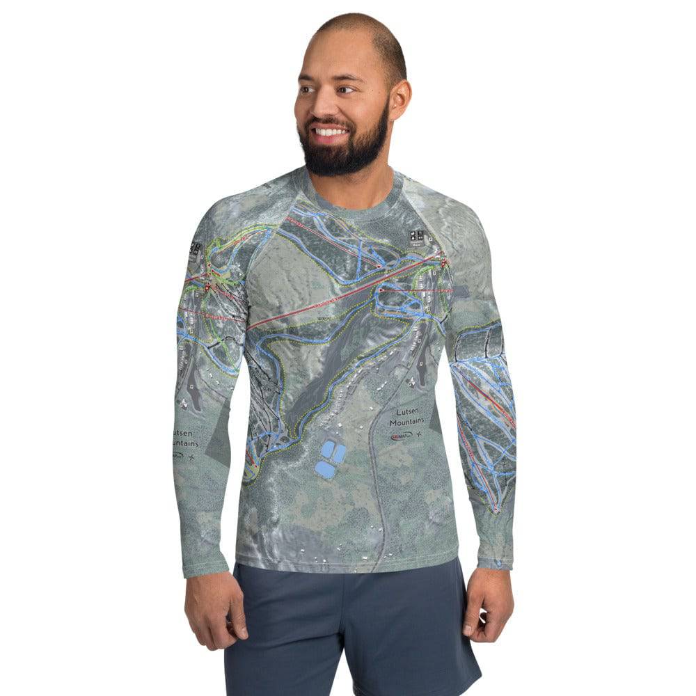 Lutsen Mountains, Minnesota Ski Trail Map Men's Base Layer Top - Powderaddicts