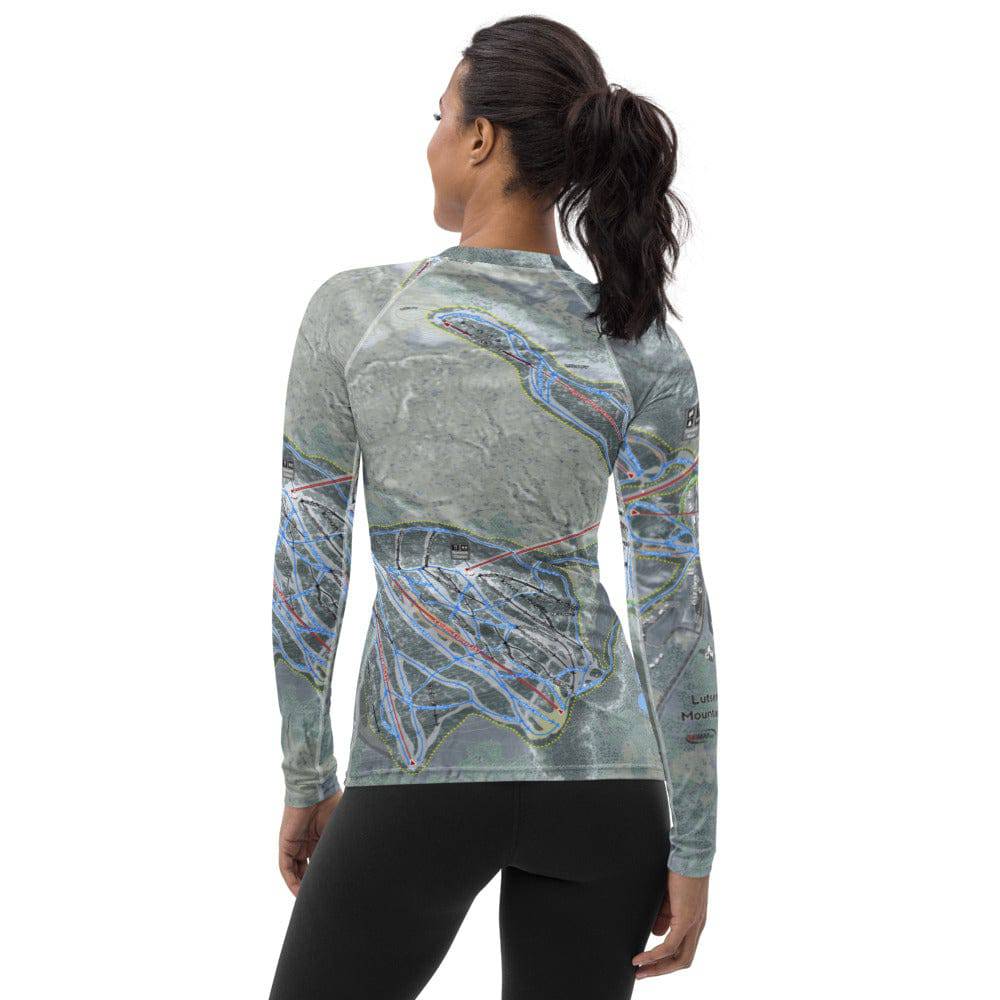 Lutsen Mountains, Minnesota Ski Trail Map Women's Base Layer Top - Powderaddicts