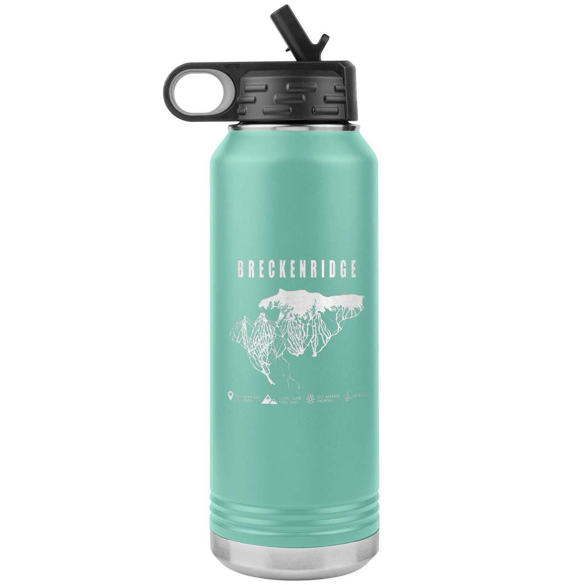 Breckenridge Colorado Ski Trail Map 32oz Water Bottle Tumbler - Powderaddicts