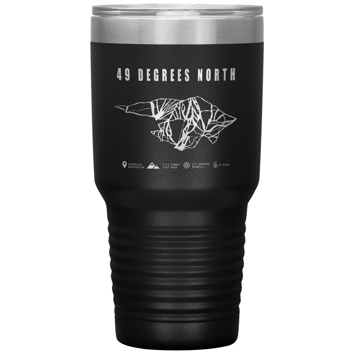 49 Degrees North, Washington Ski Trail Map 30oz Tumbler - Powderaddicts