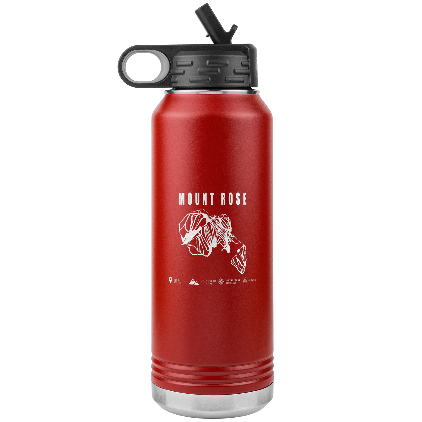 Mount Rose, Nevada Ski Trail Map 32oz Water Bottle Tumbler - Powderaddicts