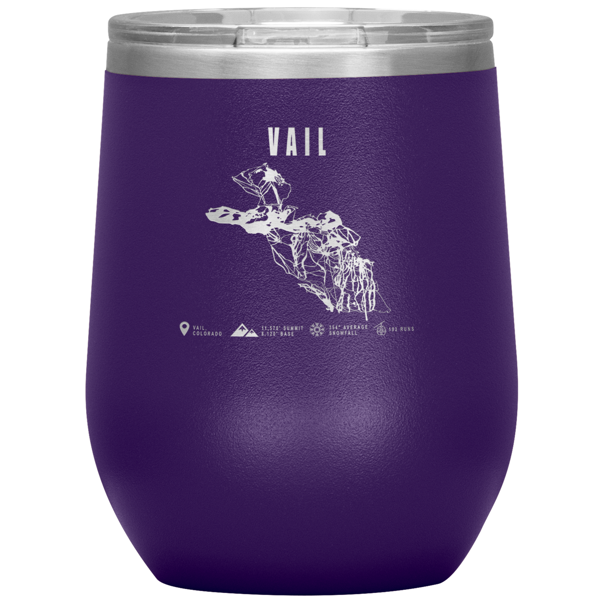 Vail Colorado Ski Trail Map Wine 12oz Tumbler - Powderaddicts