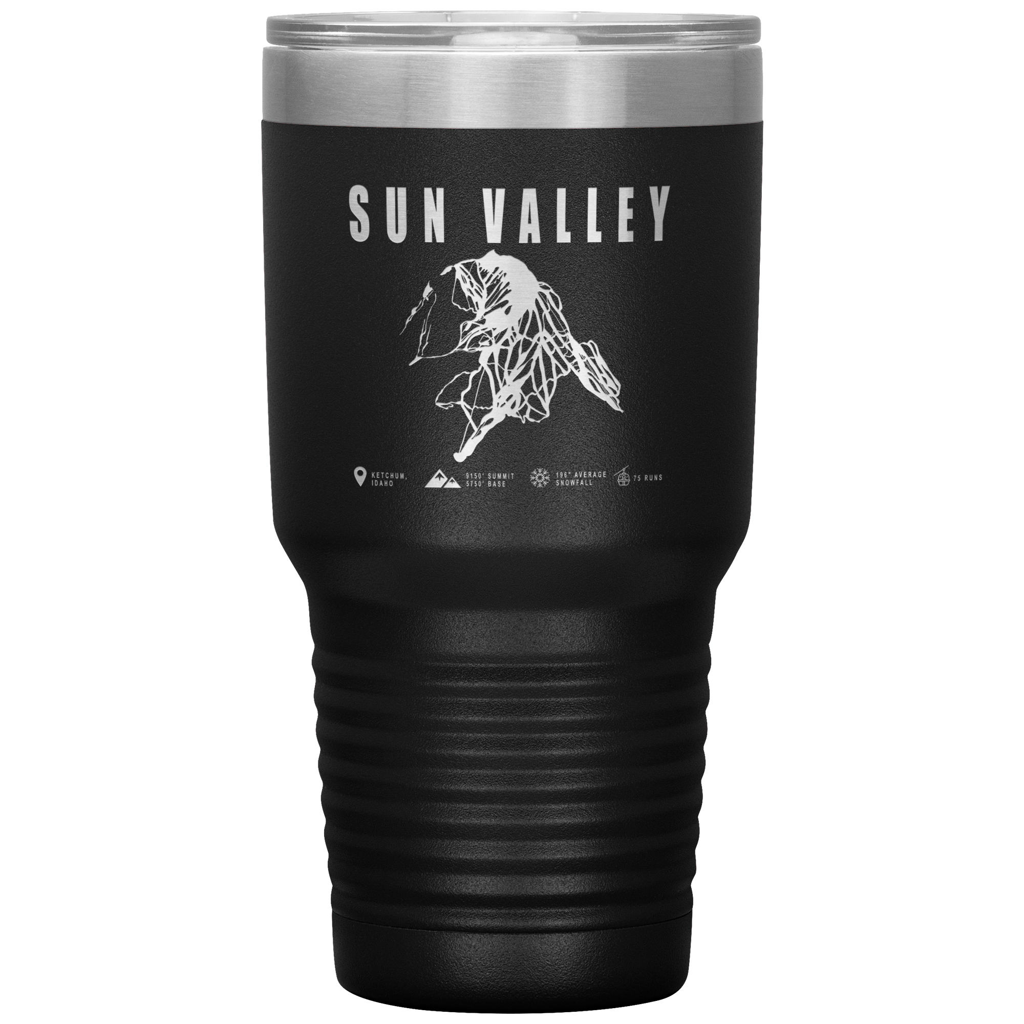Sun Valley Idaho Ski Trail Map 30oz Tumbler - Powderaddicts