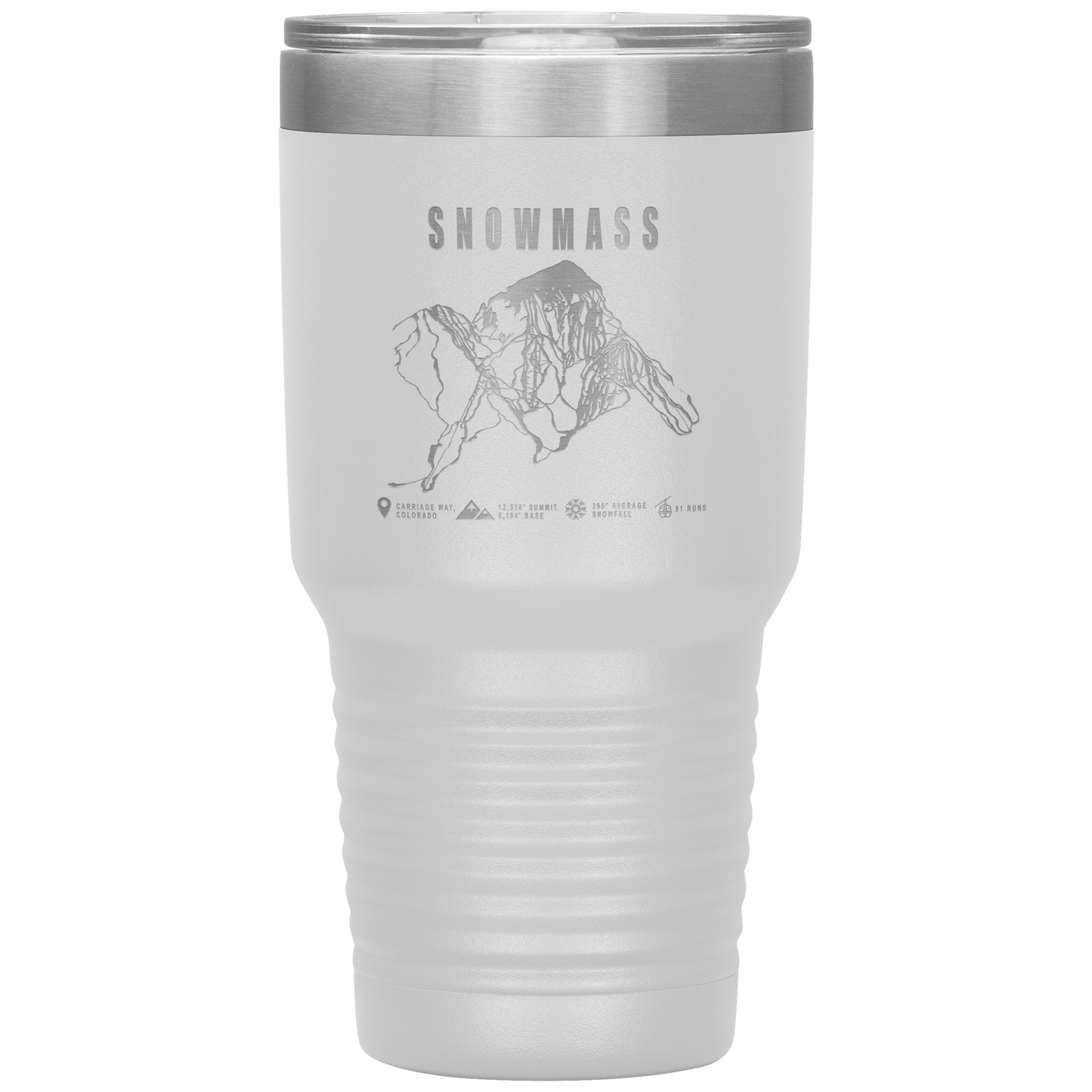 Snowmass Colorado Ski Trail Map 30oz Tumbler - Powderaddicts