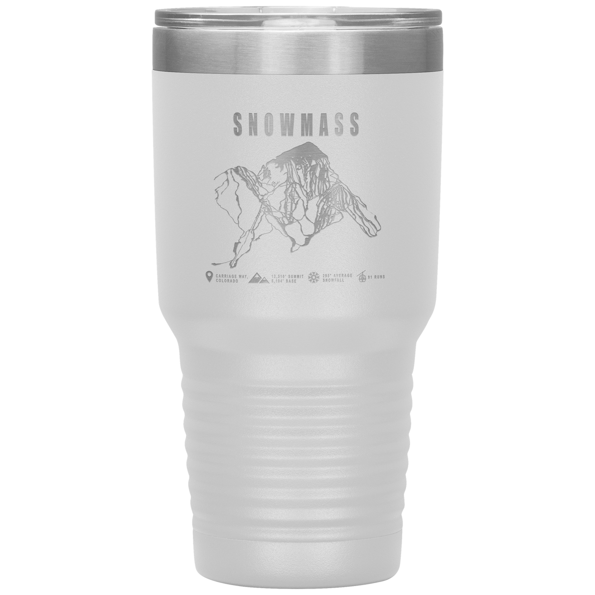 Snowmass Colorado Ski Trail Map 30oz Tumbler - Powderaddicts