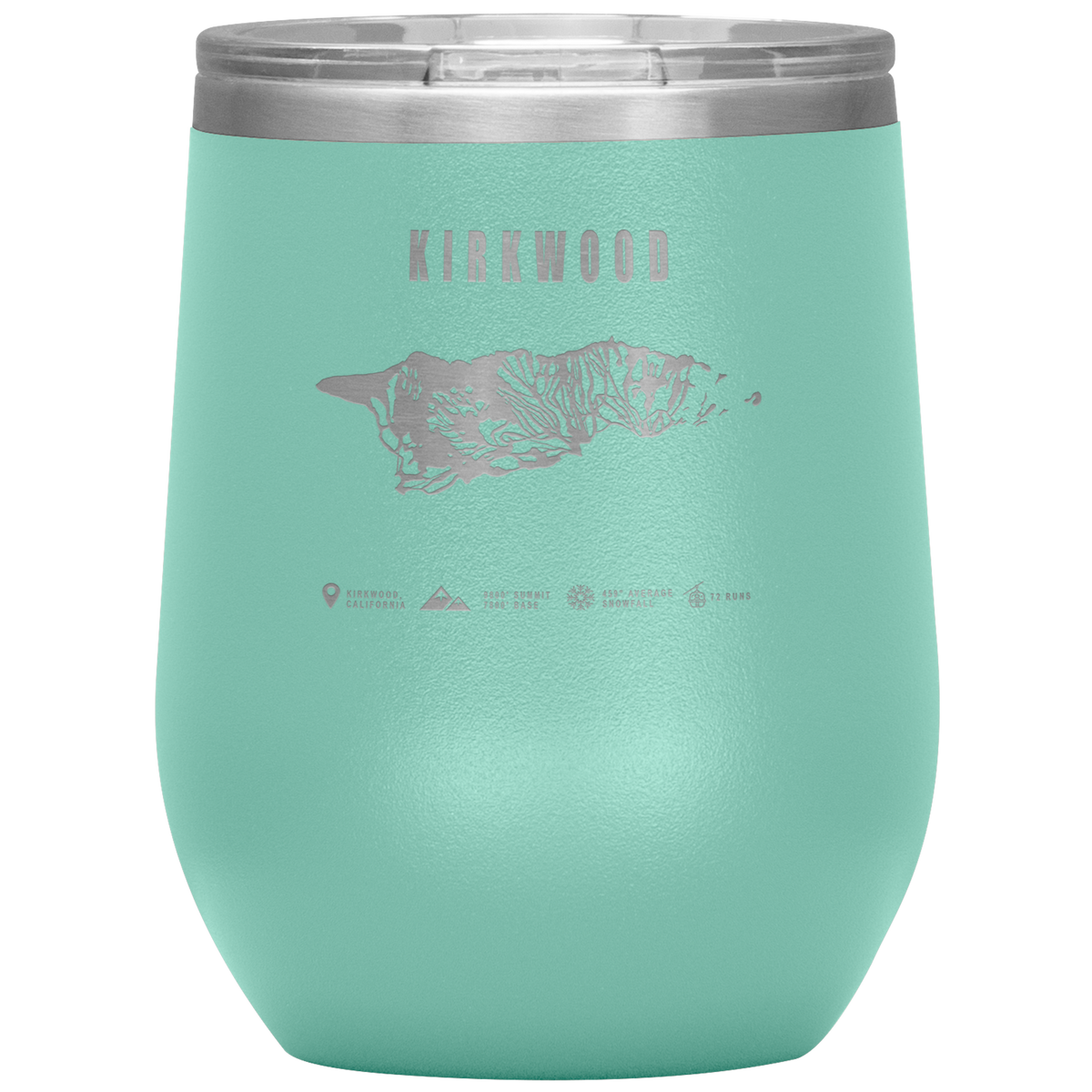 Kirkwood, California Ski Trail Map Wine 12oz Tumbler - Powderaddicts