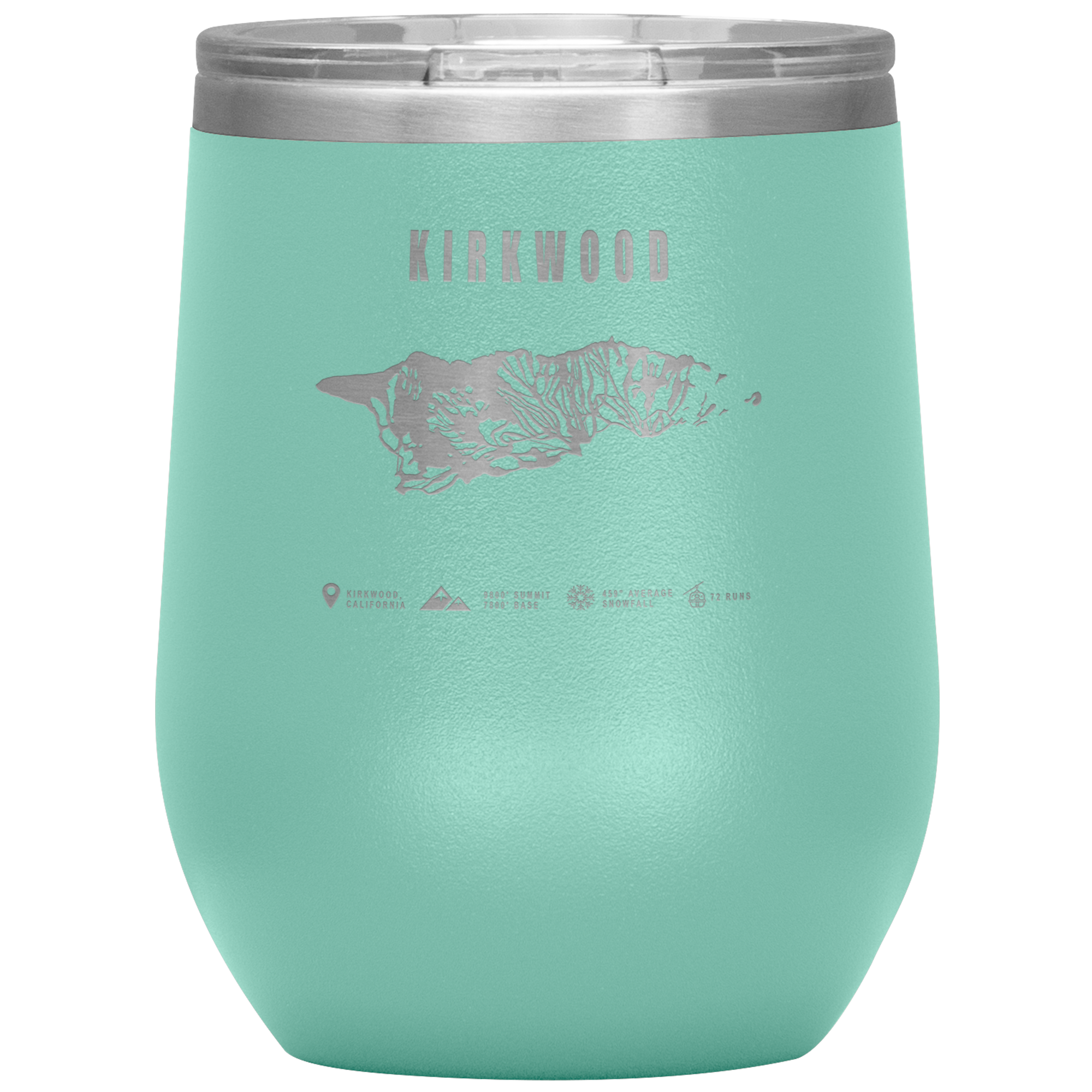 Kirkwood, California Ski Trail Map Wine 12oz Tumbler - Powderaddicts