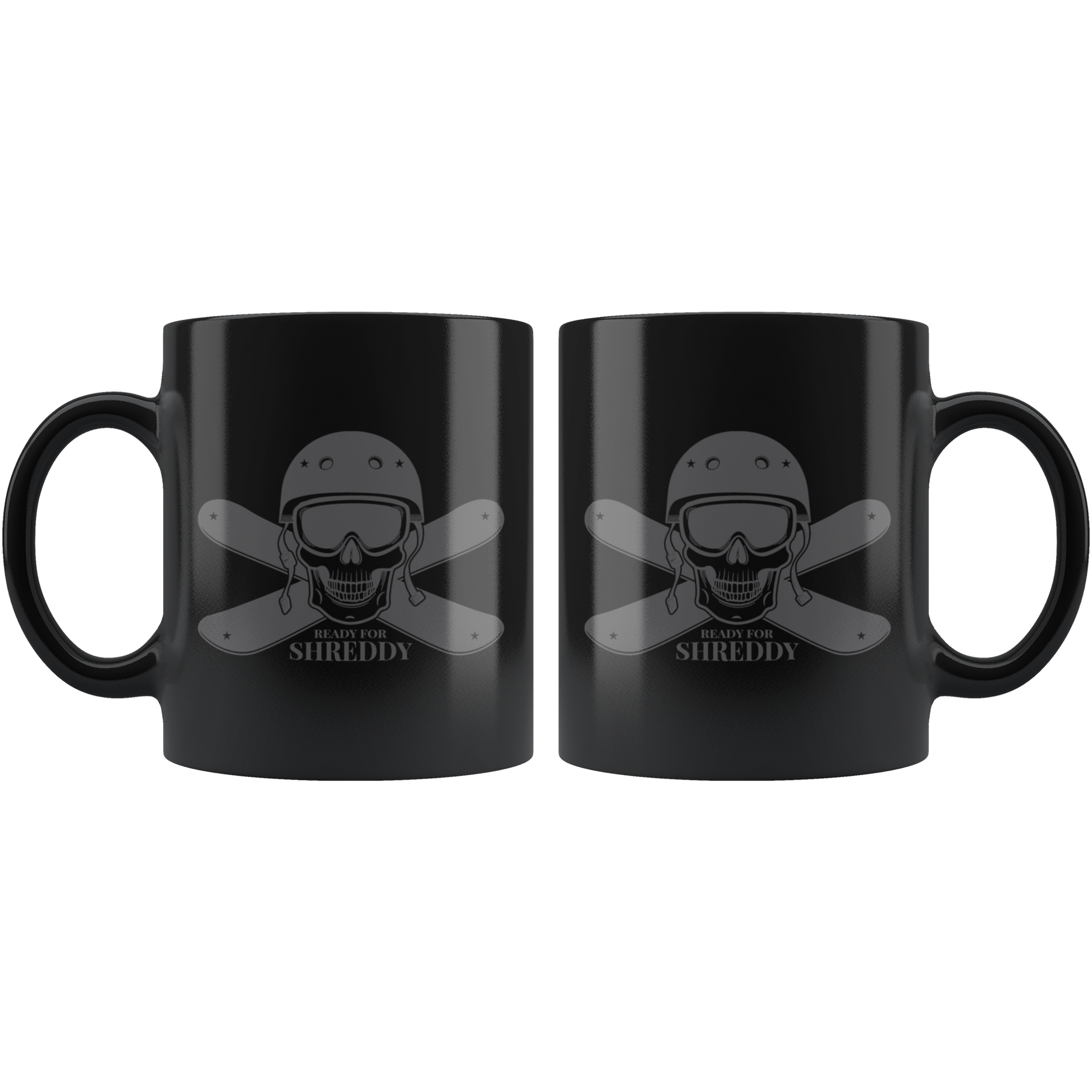 Ready For Shreddy Skeleton Skis Mugs - Powderaddicts