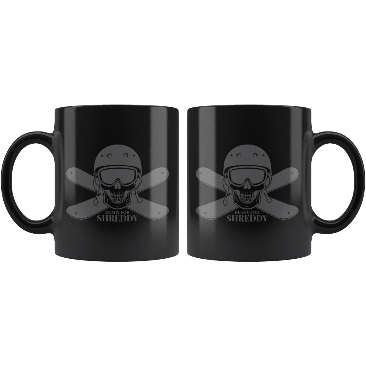Ready For Shreddy Skeleton Skis Mugs - Powderaddicts