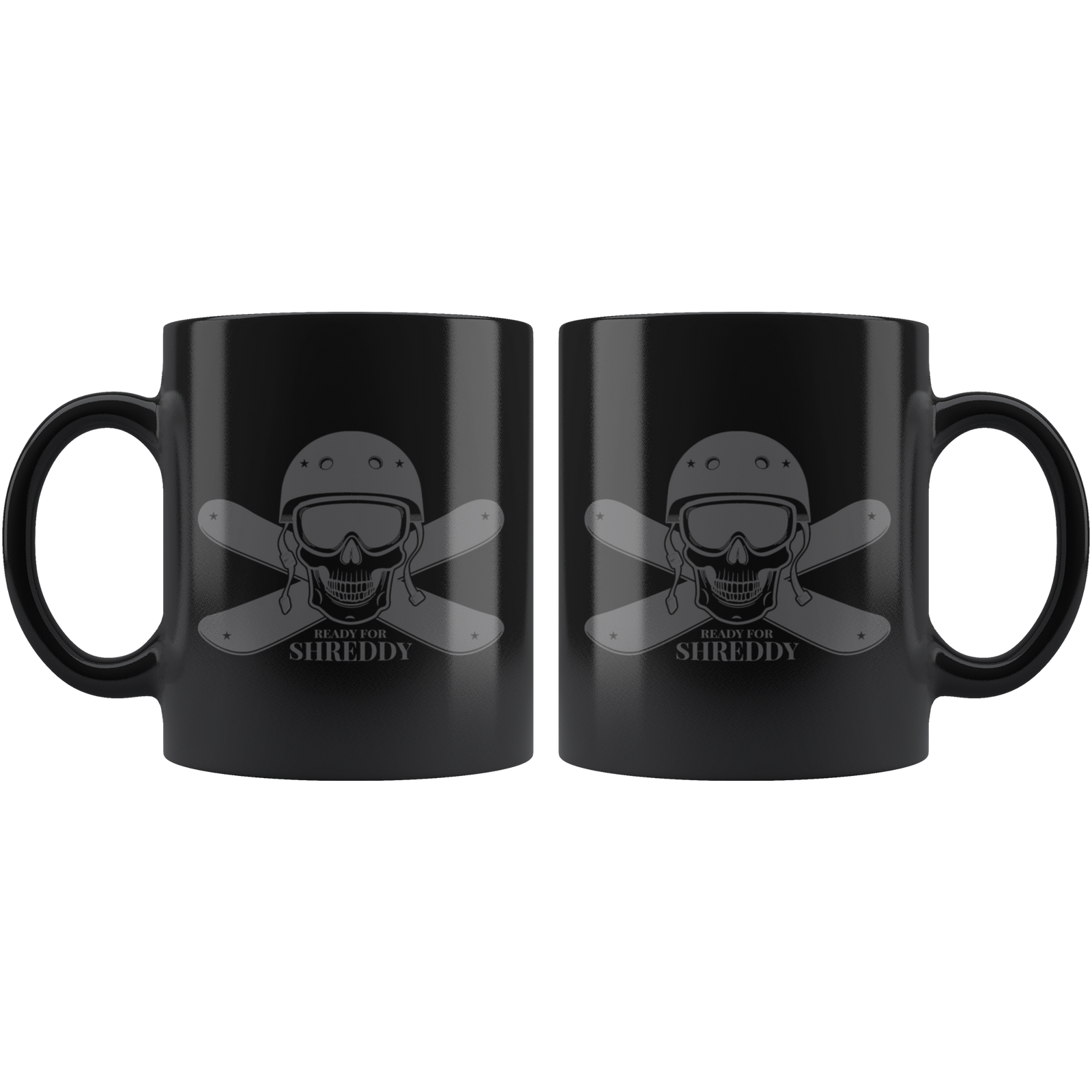 Ready For Shreddy Skeleton Skis Mugs - Powderaddicts