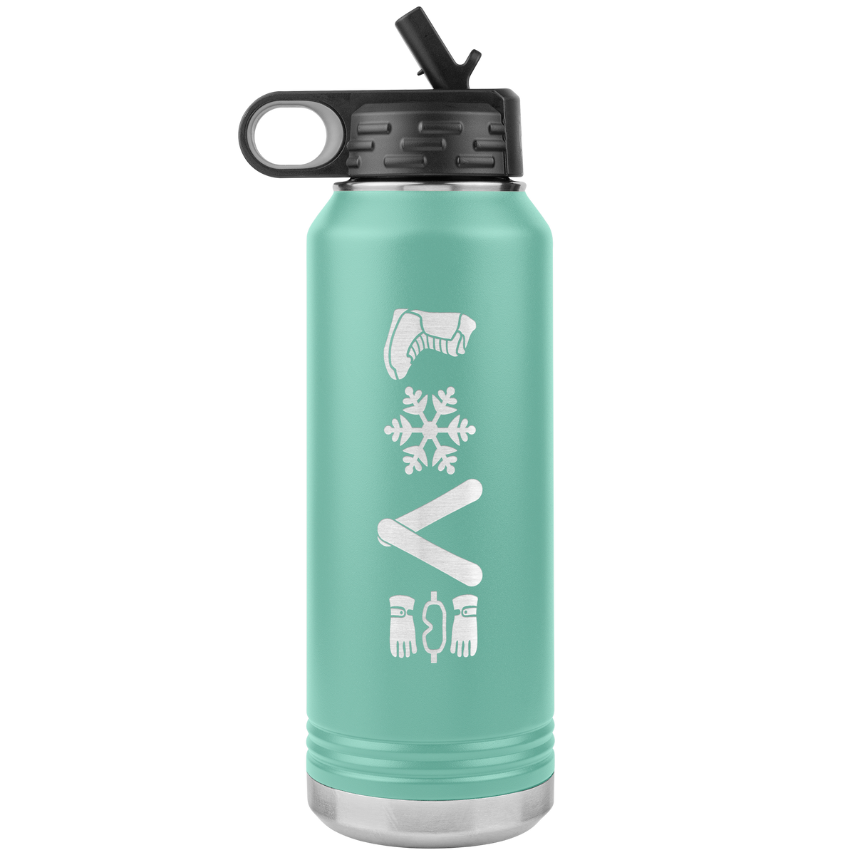 Love Snowboard Symbols 32oz Water Bottle Tumbler - Powderaddicts