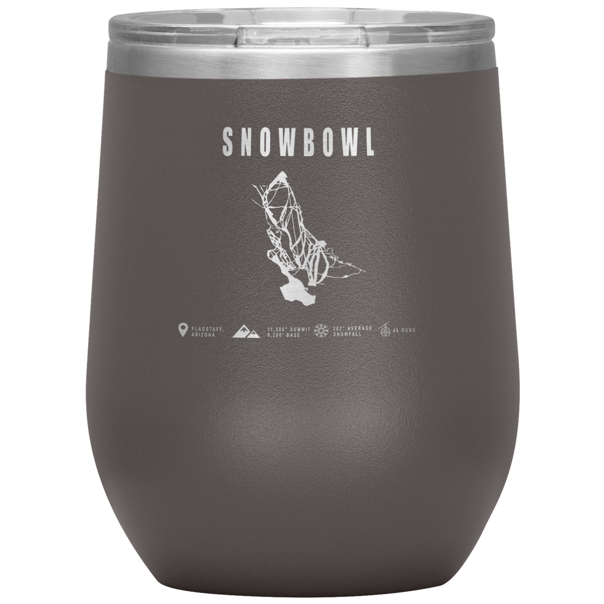 Snowbowl, Arizona Ski Trail Map Wine 12oz Tumbler - Powderaddicts