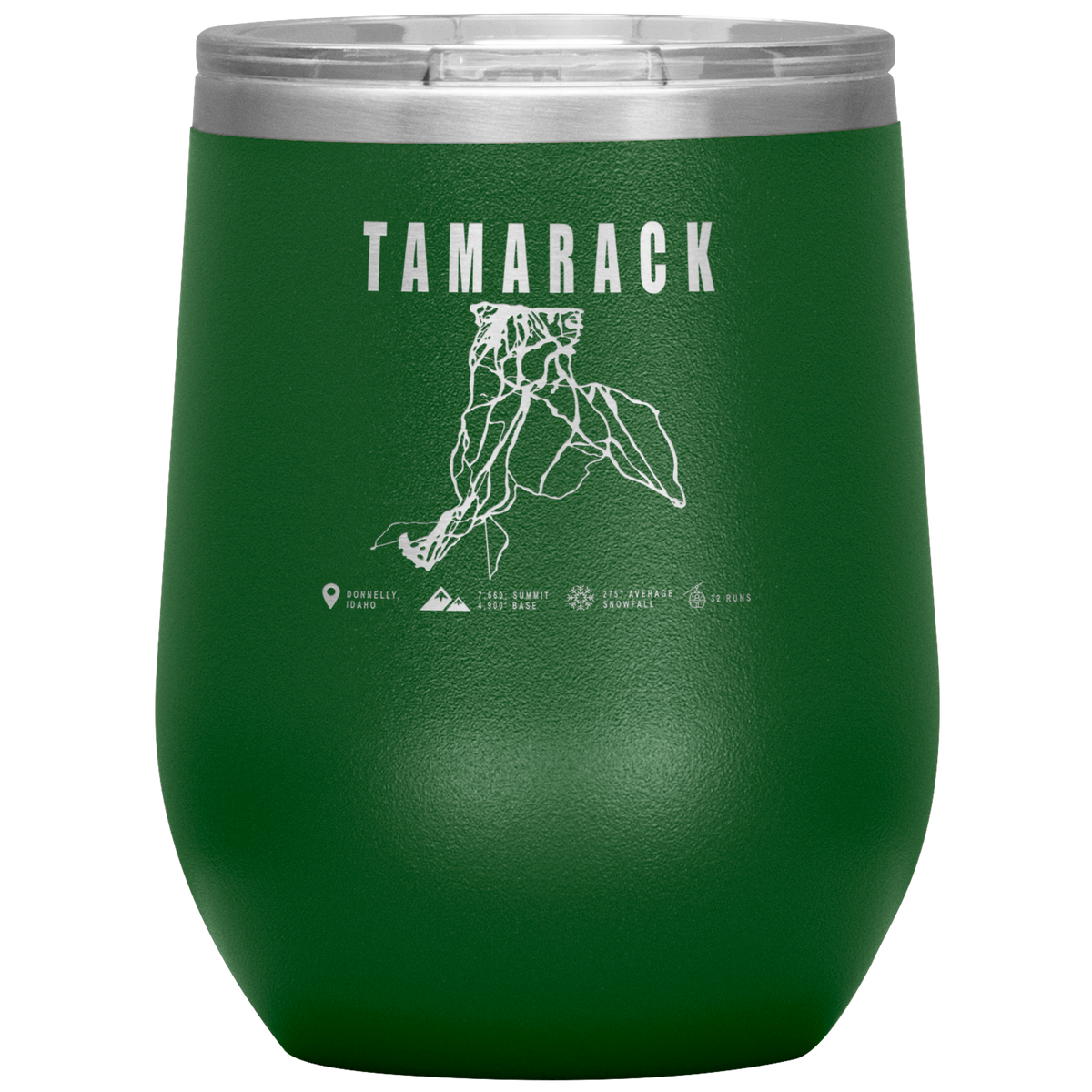 Tamarack Idaho Ski Trail Map Wine 12oz Tumbler - Powderaddicts