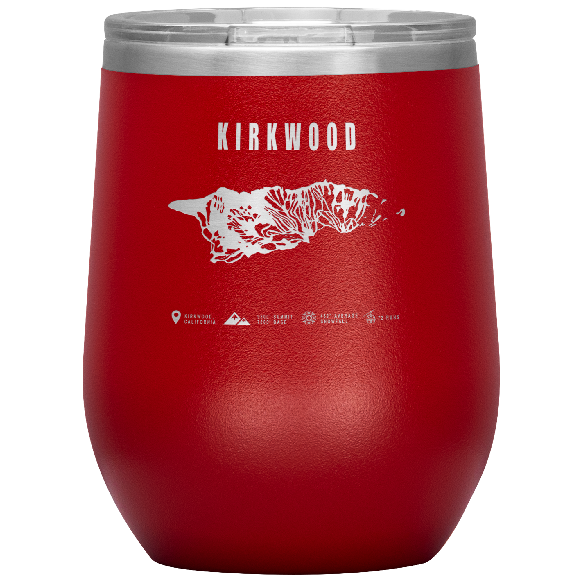 Kirkwood, California Ski Trail Map Wine 12oz Tumbler - Powderaddicts