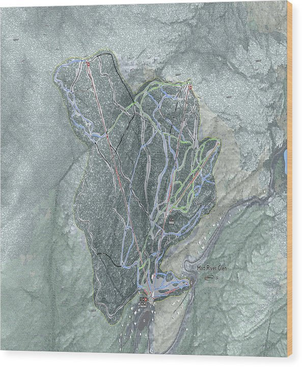 Mad River Glen Ski Trail Map - Wood Print - Powderaddicts