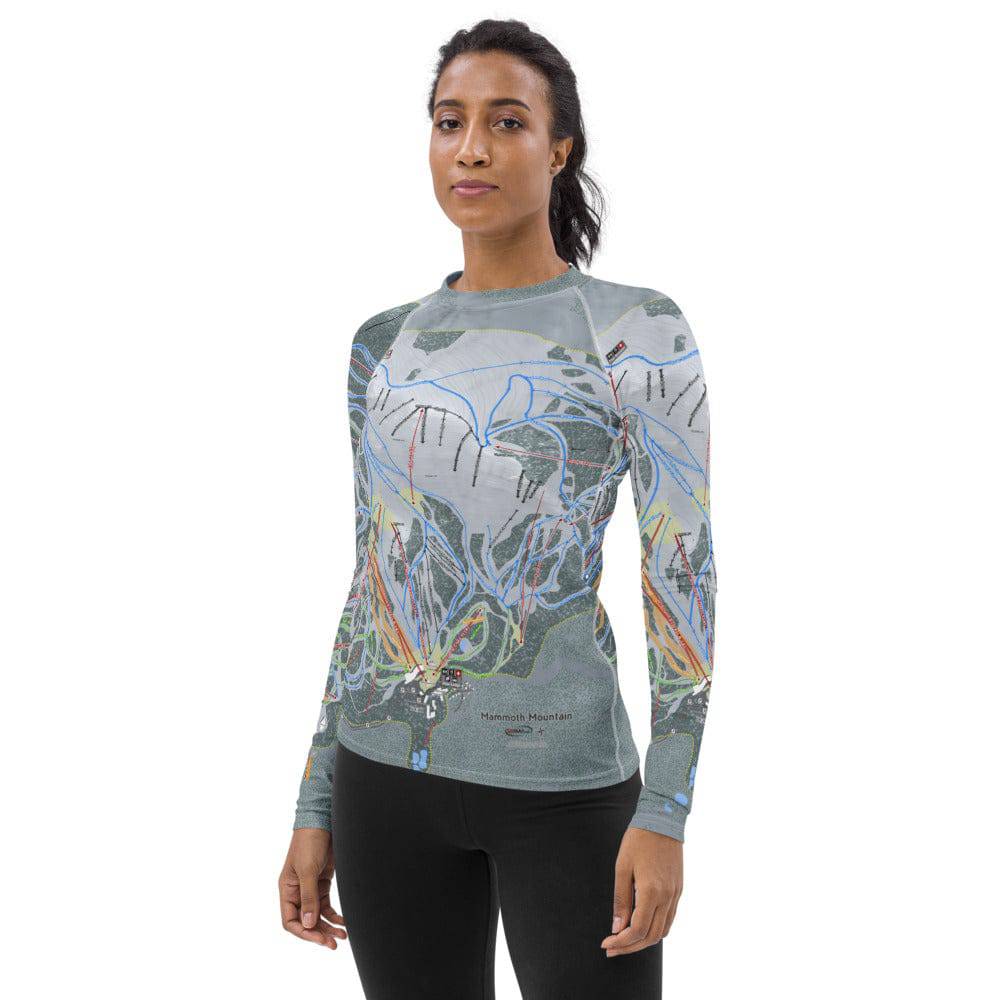 Mammoth Mtn, California Ski Trail Map Women's Base Layer Top - Powderaddicts