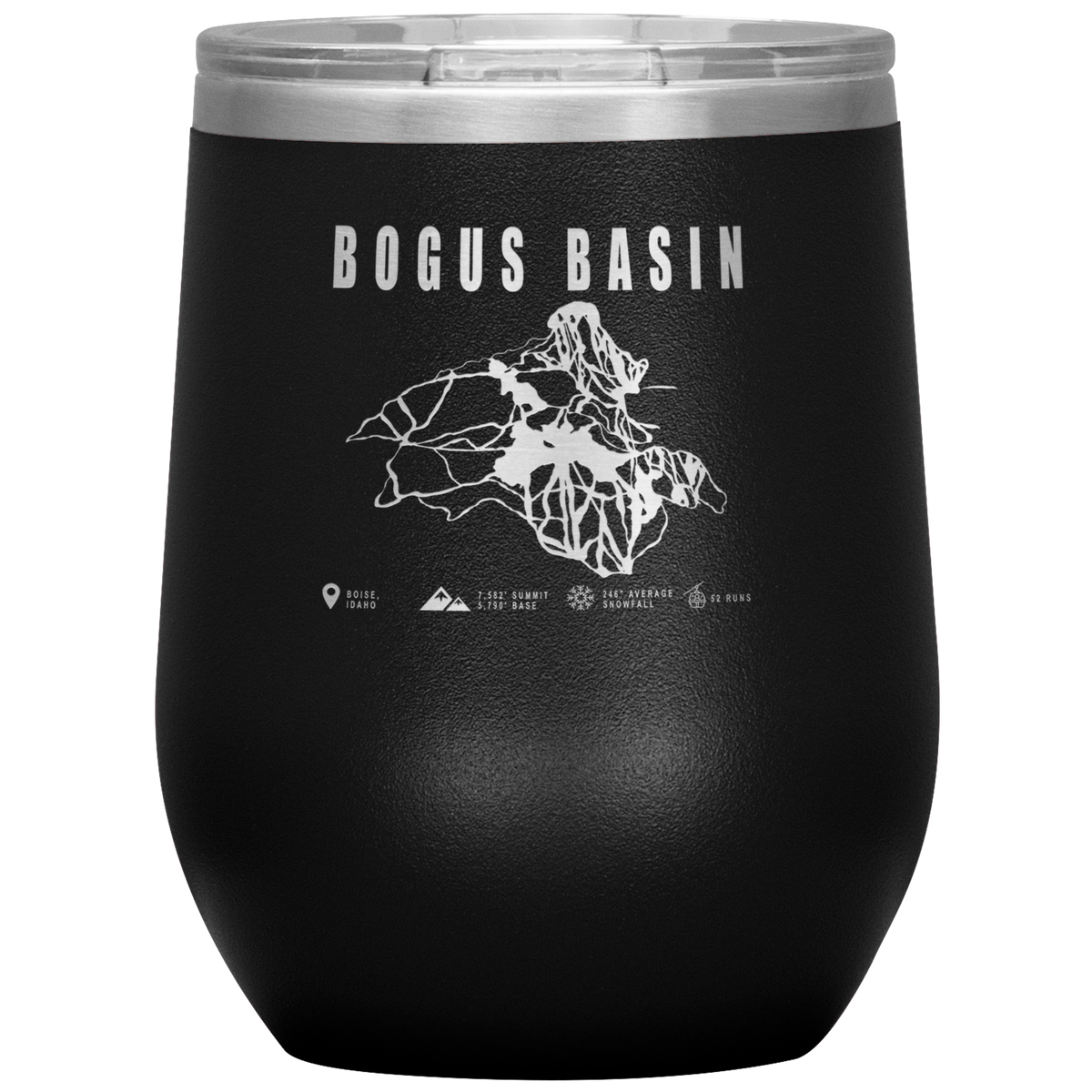 Bogus Basin Idaho Ski Trail Map Wine 12oz Tumbler
