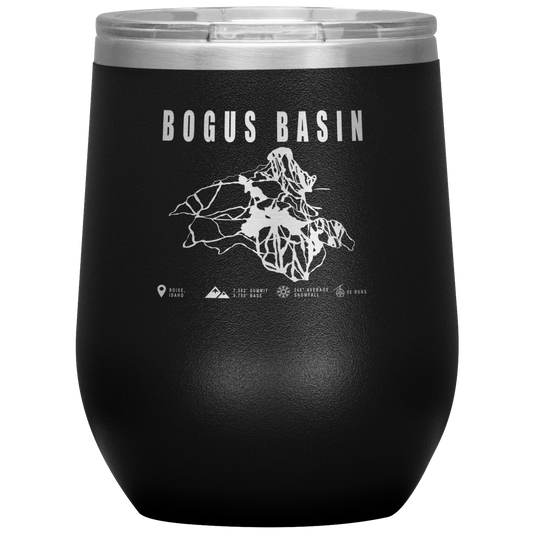 Bogus Basin Idaho Ski Trail Map Wine 12oz Tumbler - Powderaddicts
