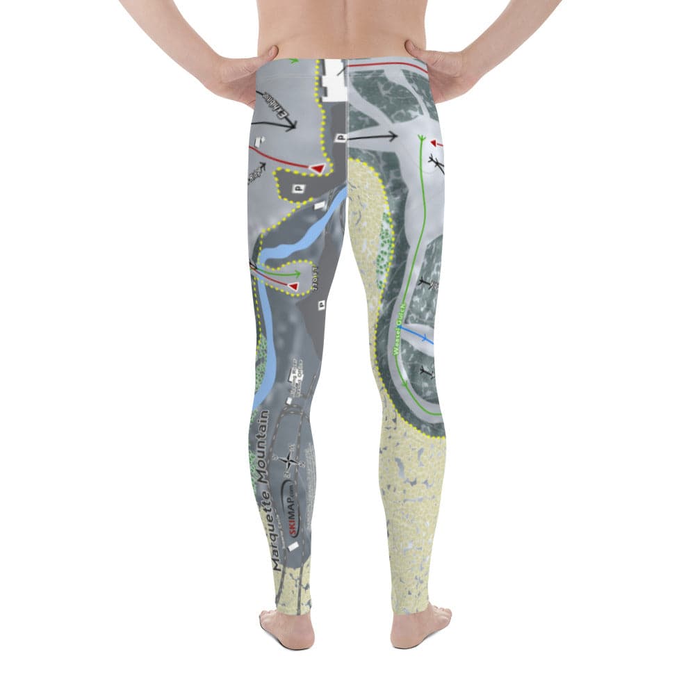 Marquette Mountain, Michigan Ski Trail Map Men's Base Layer Bottom - Powderaddicts