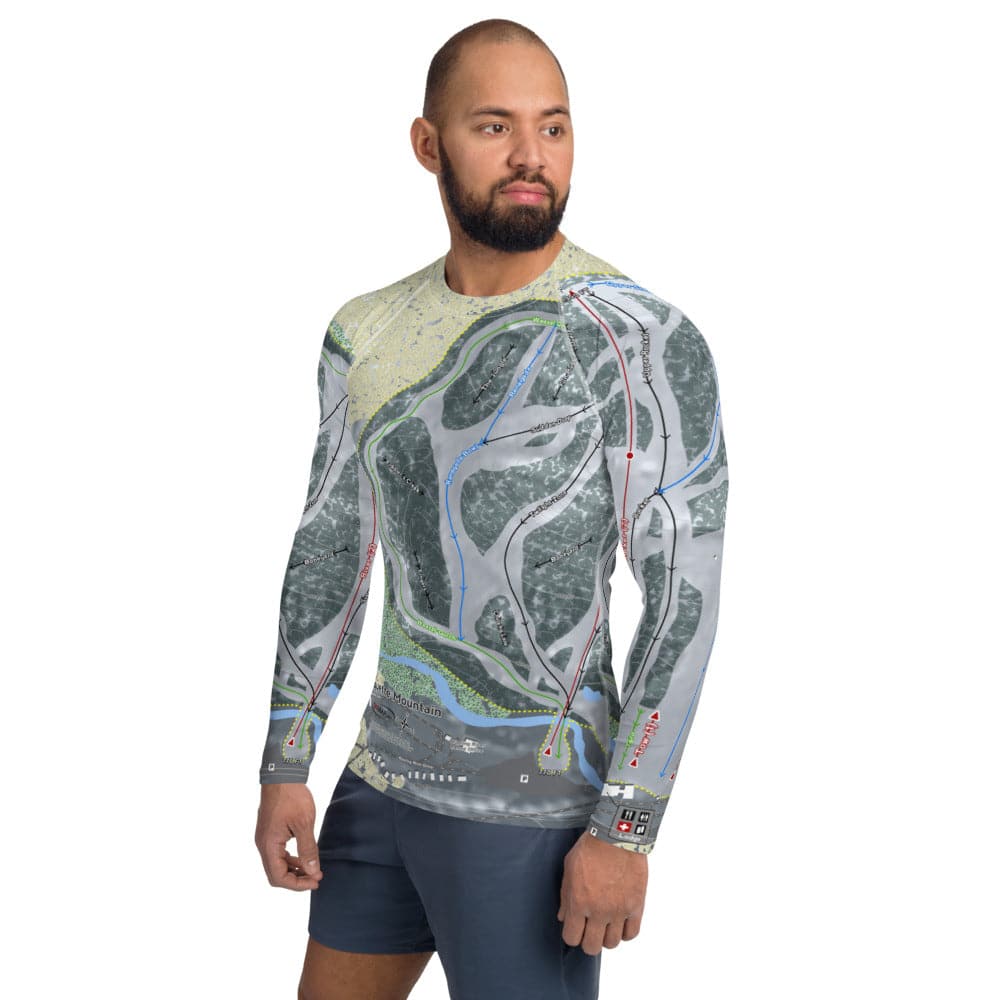 Marquette Mountain, Michigan Ski Trail Map Men's Base Layer Top - Powderaddicts