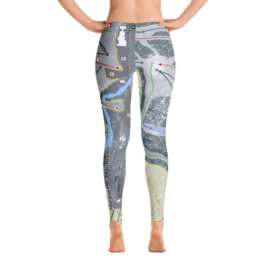 Marquette Mountain, Michigan Ski Trail Map Women's Base Layer Bottom - Powderaddicts
