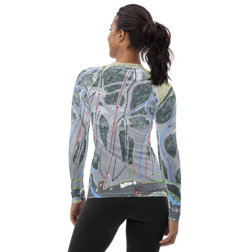 Marquette Mountain, Michigan Ski Trail Map Women's Base Layer Top - Powderaddicts
