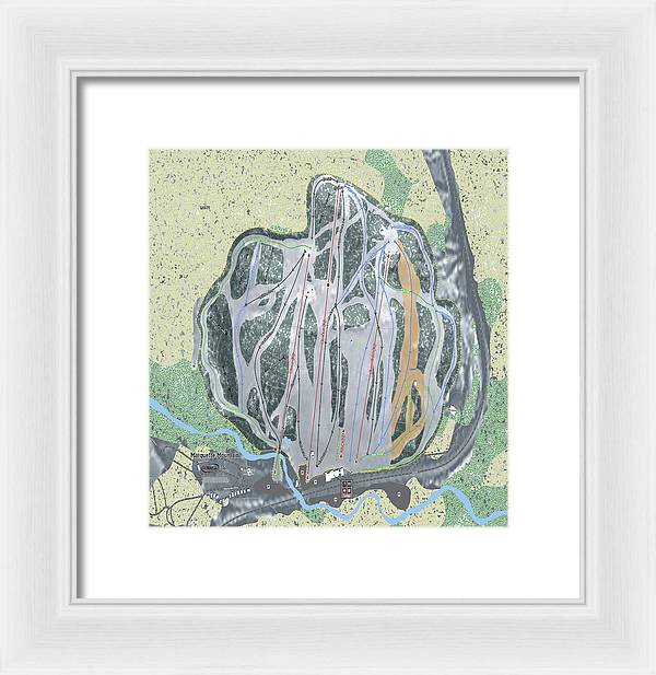Marquette Mountain Ski Trail Map - Framed Print - Powderaddicts