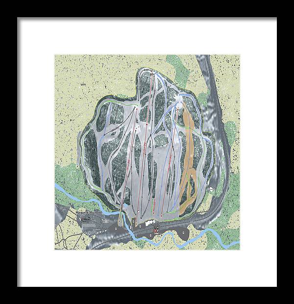 Marquette Mountain Ski Trail Map - Framed Print - Powderaddicts