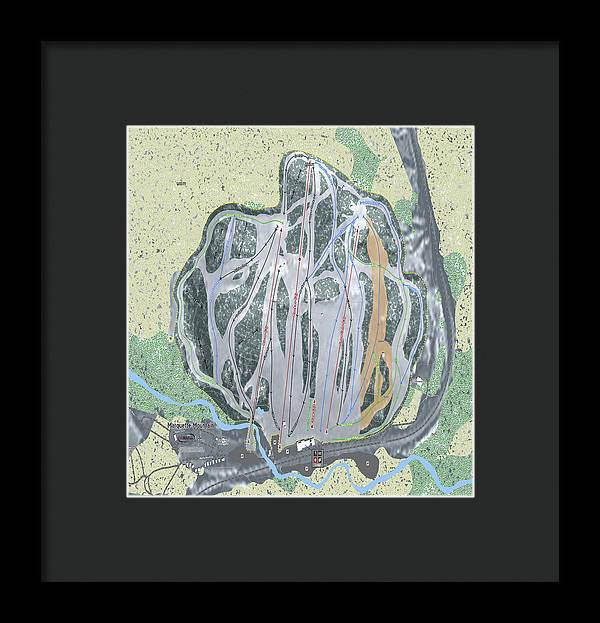 Marquette Mountain Ski Trail Map - Framed Print - Powderaddicts