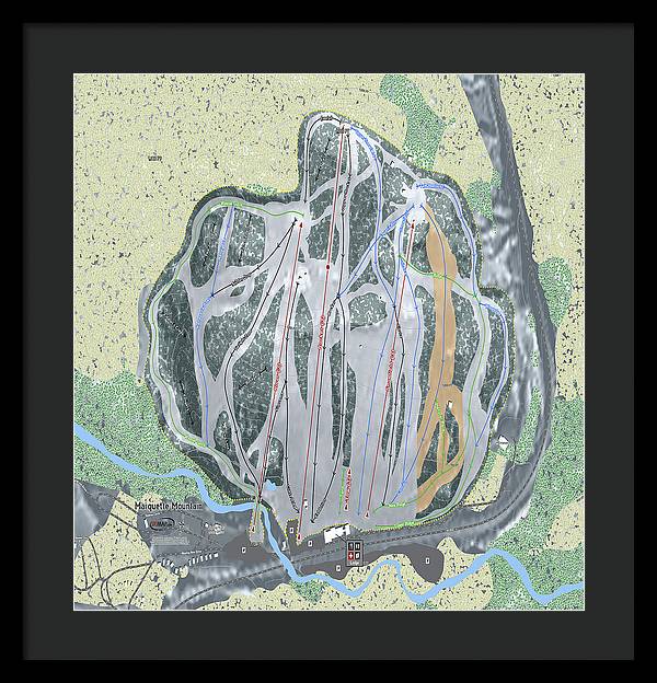 Marquette Mountain Ski Trail Map - Framed Print - Powderaddicts