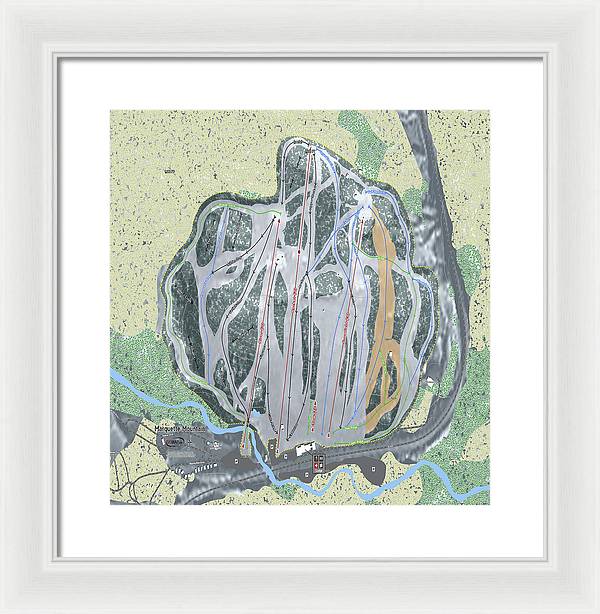Marquette Mountain Ski Trail Map - Framed Print - Powderaddicts
