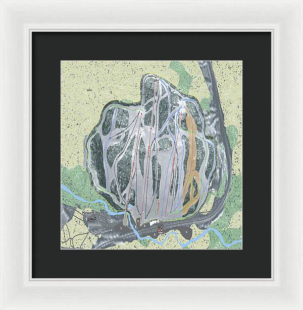 Marquette Mountain Ski Trail Map - Framed Print - Powderaddicts