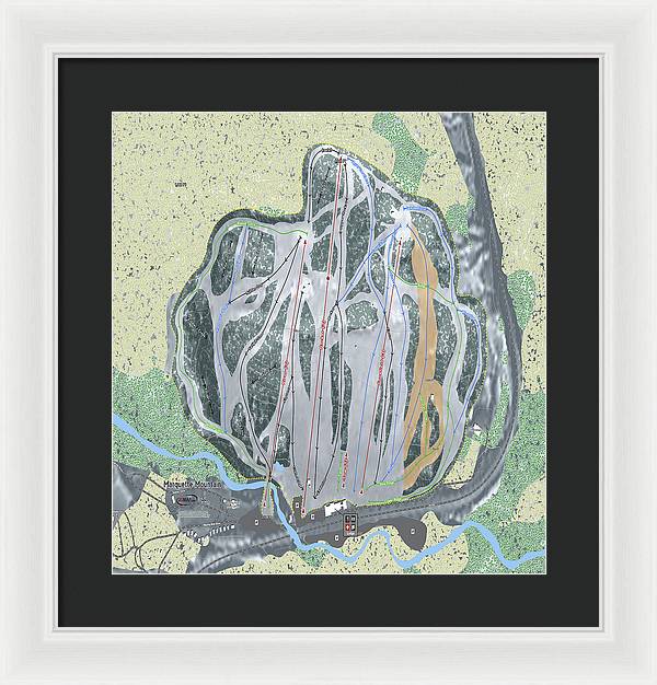 Marquette Mountain Ski Trail Map - Framed Print - Powderaddicts