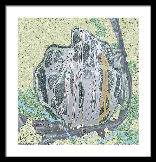 Marquette Mountain Ski Trail Map - Framed Print - Powderaddicts