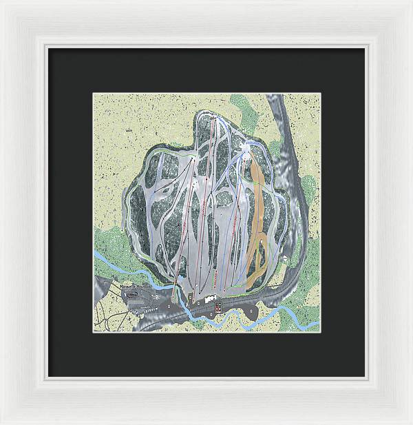 Marquette Mountain Ski Trail Map - Framed Print - Powderaddicts
