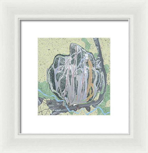 Marquette Mountain Ski Trail Map - Framed Print - Powderaddicts