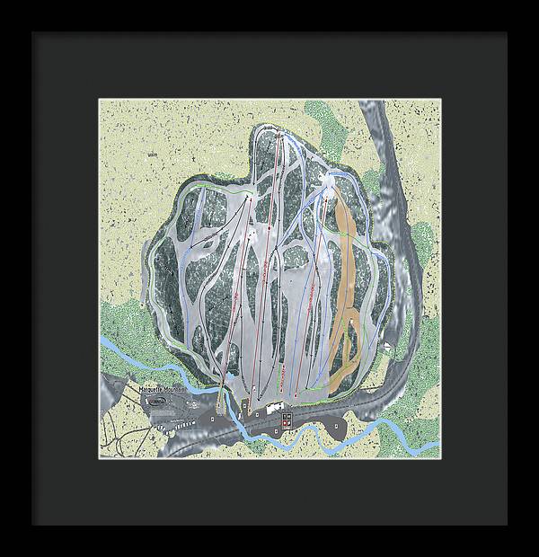 Marquette Mountain Ski Trail Map - Framed Print - Powderaddicts