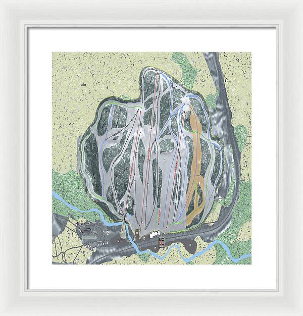 Marquette Mountain Ski Trail Map - Framed Print - Powderaddicts