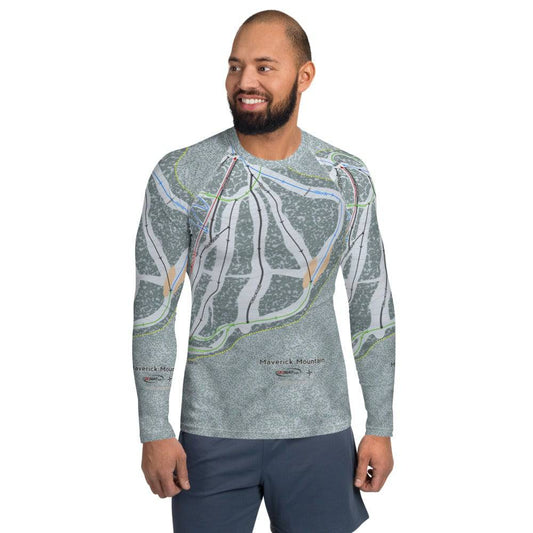 Maverick, Montana Ski Trail Map Men's Base Layer Top - Powderaddicts