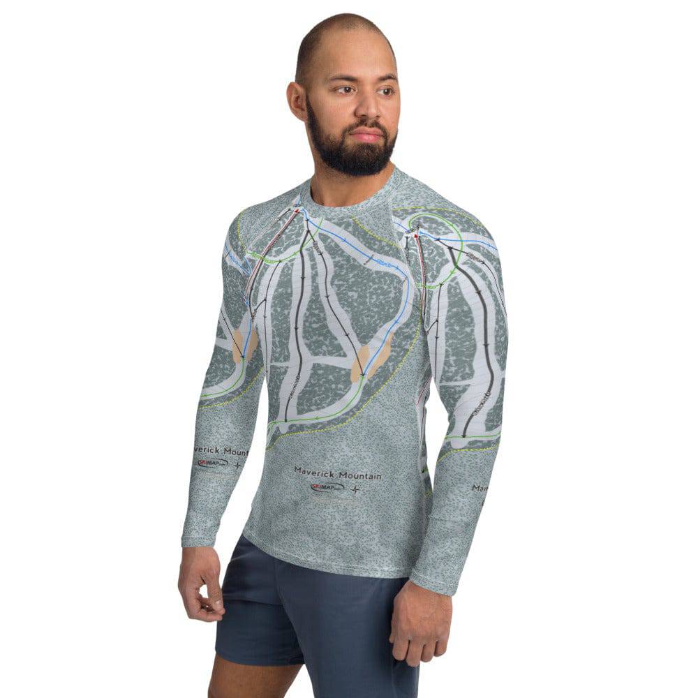Maverick, Montana Ski Trail Map Men's Base Layer Top - Powderaddicts
