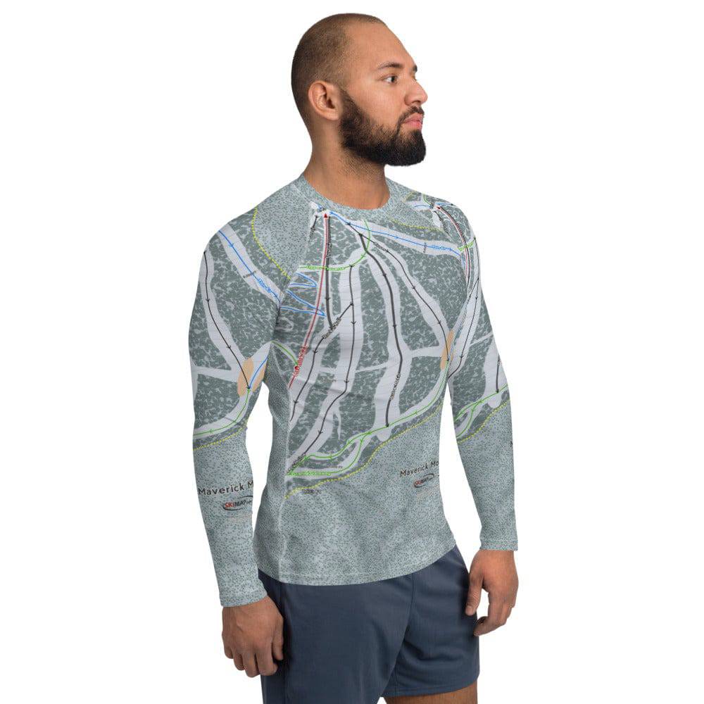 Maverick, Montana Ski Trail Map Men's Base Layer Top - Powderaddicts