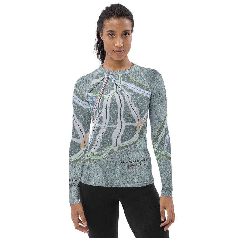 Maverick Mountain, Montana Ski Trail Map Women's Base Layer Top - Powderaddicts