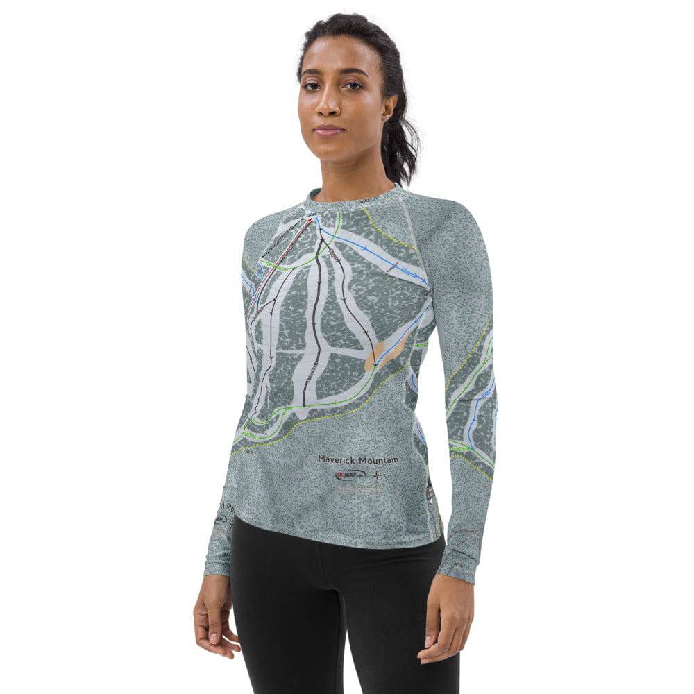 Maverick Mountain, Montana Ski Trail Map Women's Base Layer Top - Powderaddicts