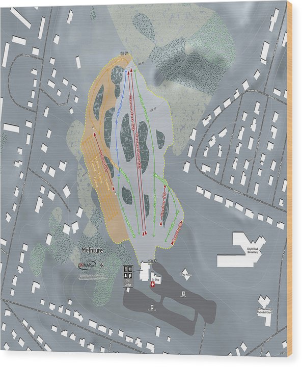 McIntyre Ski Trail Map - Wood Print - Powderaddicts