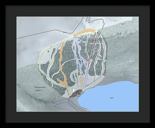 Meadowlark Ski Trail Map - Framed Print - Powderaddicts